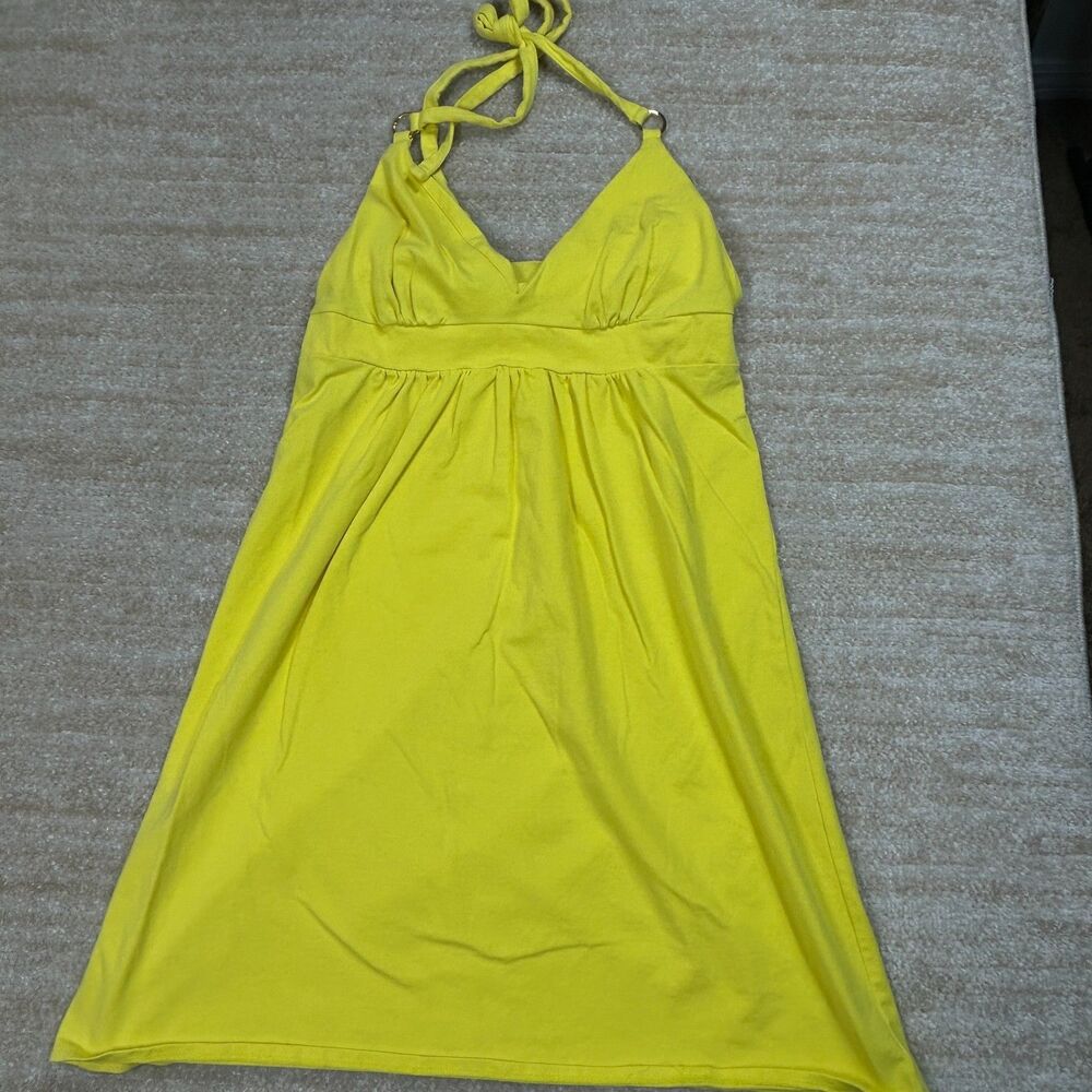 Moda International Womens Medium Yellow Halter Summer Casual Dress